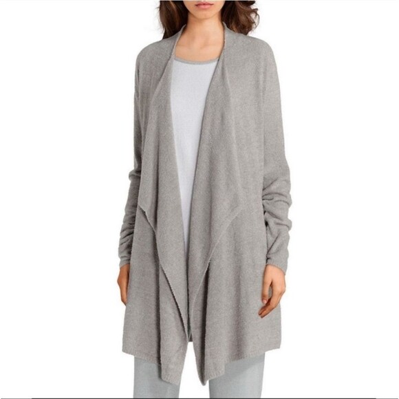 Barefoot Dreams Bamboo Chic Lite Calypso wrap gray open front cardigan sweater - Picture 9 of 9
